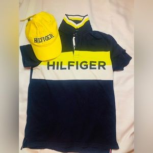 Tommy Hilfiger collared shirt & matching hat size: M